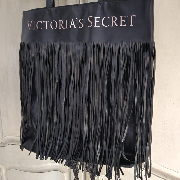 Victoria's Secret Handbags - NWT Victoria's Secret Fringe Faux Leather Large Tote Bag Purse Limited Edition